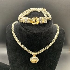 Two-Toned Necklace and Bracelet Set